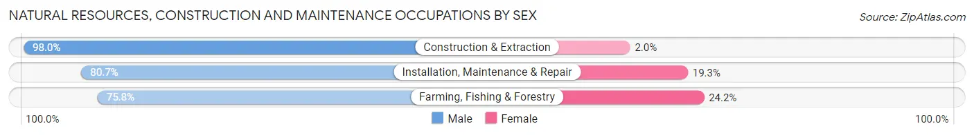 Natural Resources, Construction and Maintenance Occupations by Sex in Zip Code 28366