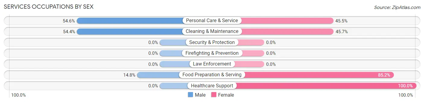 Services Occupations by Sex in Zip Code 28369