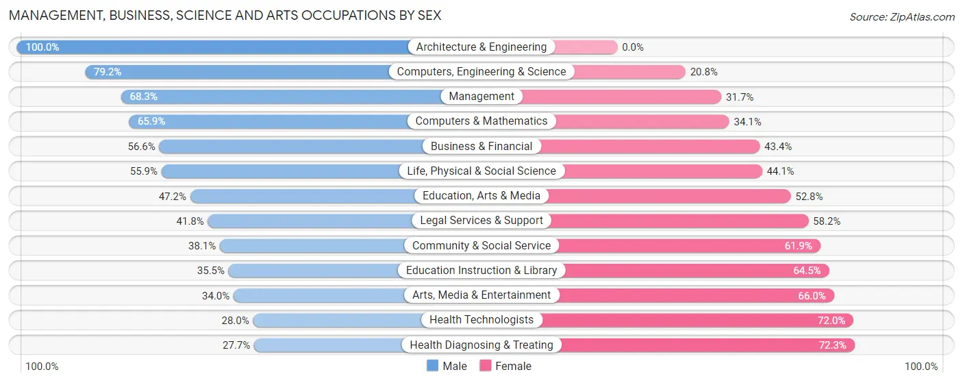 Management, Business, Science and Arts Occupations by Sex in Zip Code 28374
