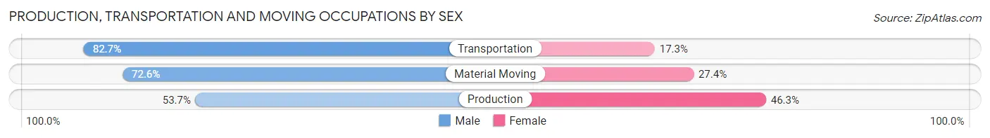 Production, Transportation and Moving Occupations by Sex in Zip Code 28379