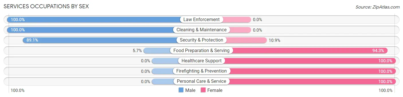 Services Occupations by Sex in Zip Code 28382