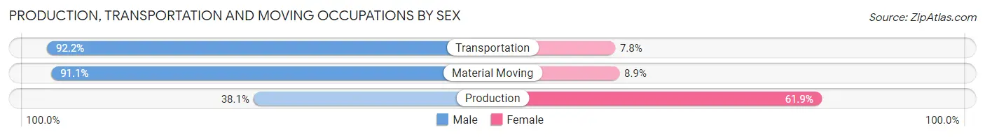 Production, Transportation and Moving Occupations by Sex in Zip Code 28383