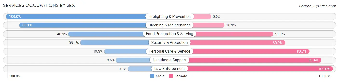 Services Occupations by Sex in Zip Code 28387