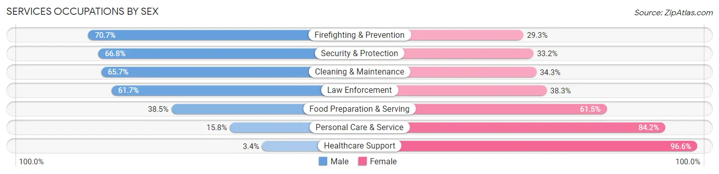 Services Occupations by Sex in Zip Code 28390