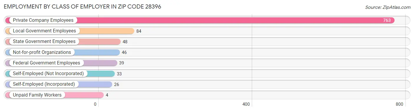 Employment by Class of Employer in Zip Code 28396