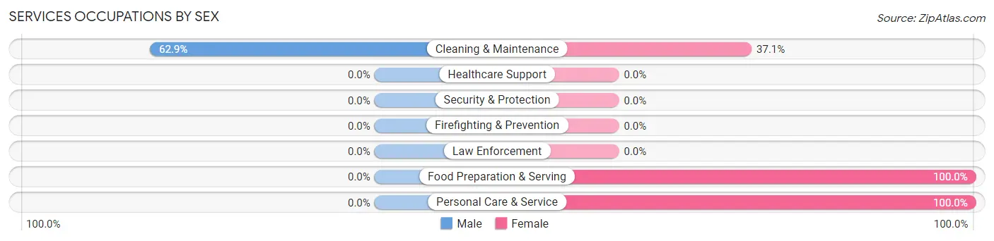 Services Occupations by Sex in Zip Code 28399