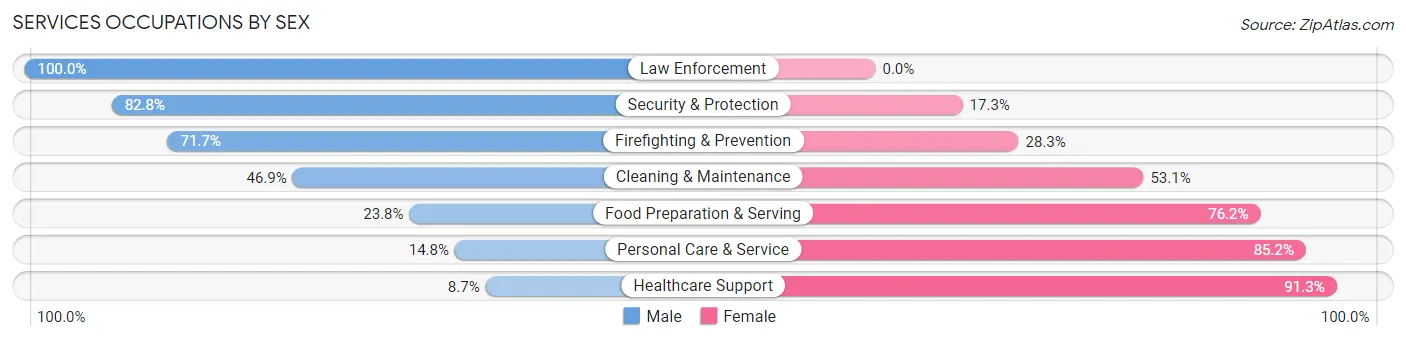 Services Occupations by Sex in Zip Code 28405
