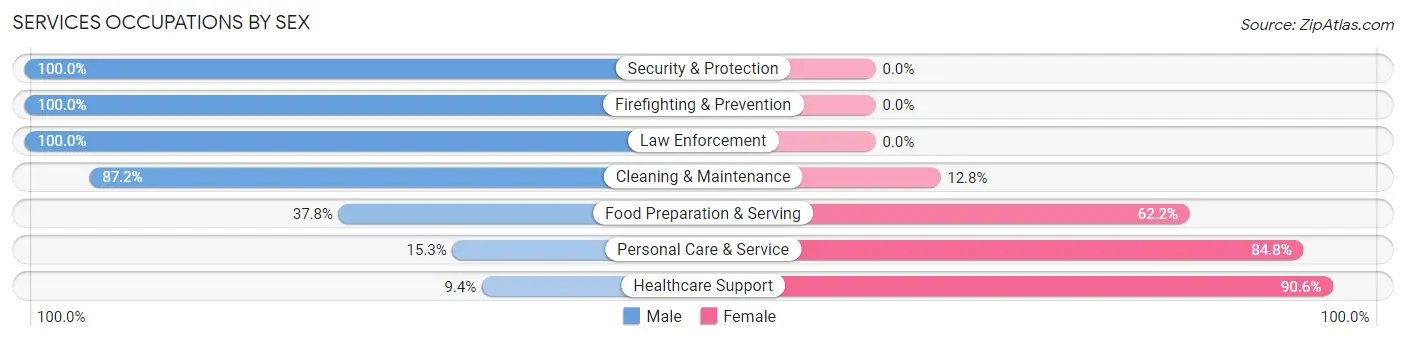 Services Occupations by Sex in Zip Code 28411