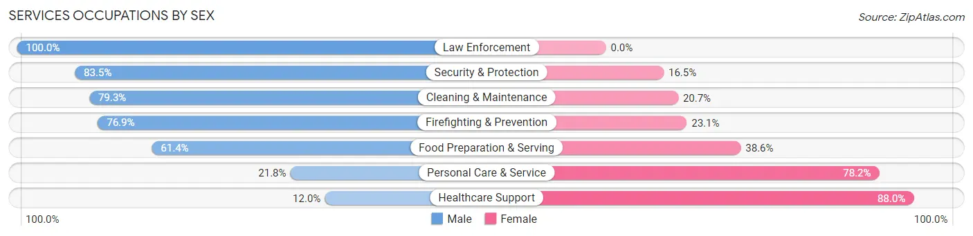 Services Occupations by Sex in Zip Code 28412