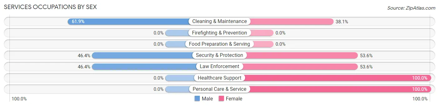 Services Occupations by Sex in Zip Code 28421