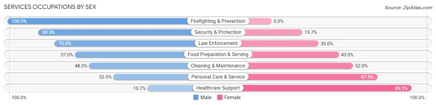 Services Occupations by Sex in Zip Code 28422