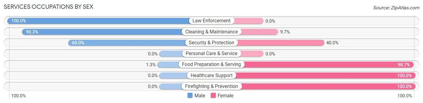 Services Occupations by Sex in Zip Code 28430