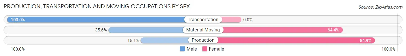 Production, Transportation and Moving Occupations by Sex in Zip Code 28433