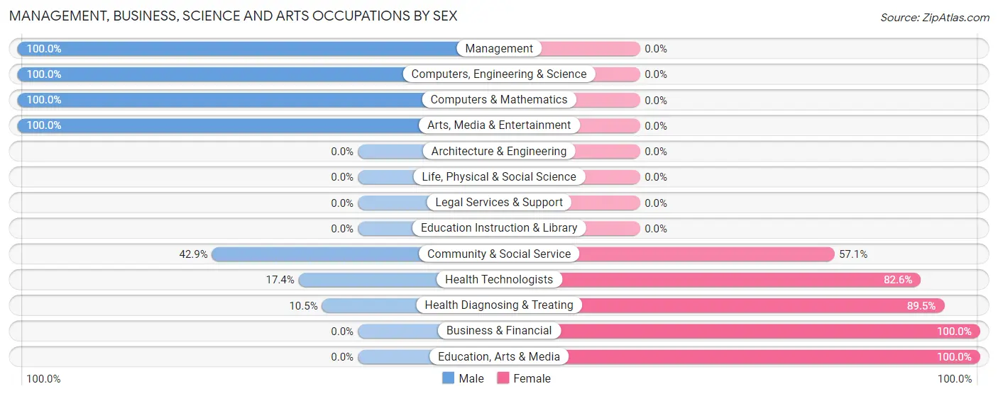 Management, Business, Science and Arts Occupations by Sex in Zip Code 28435