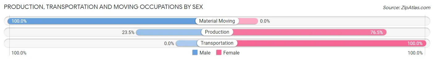 Production, Transportation and Moving Occupations by Sex in Zip Code 28438