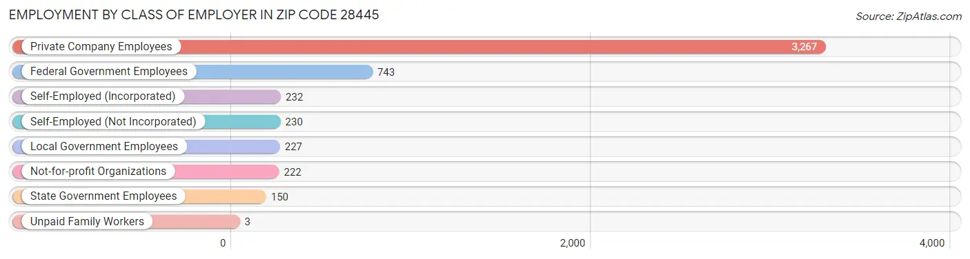 Employment by Class of Employer in Zip Code 28445