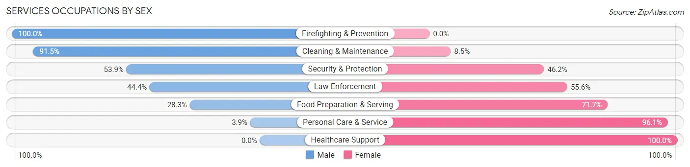 Services Occupations by Sex in Zip Code 28445