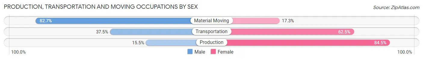Production, Transportation and Moving Occupations by Sex in Zip Code 28447