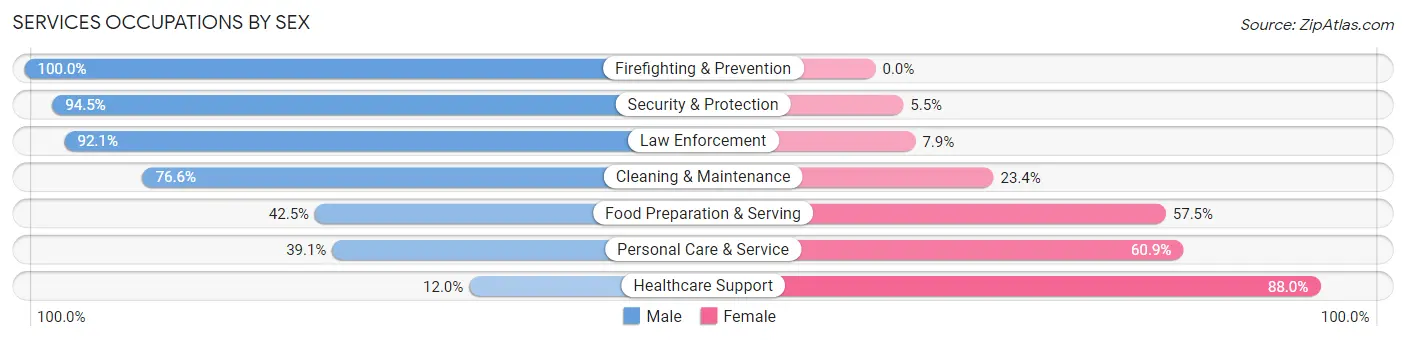 Services Occupations by Sex in Zip Code 28451