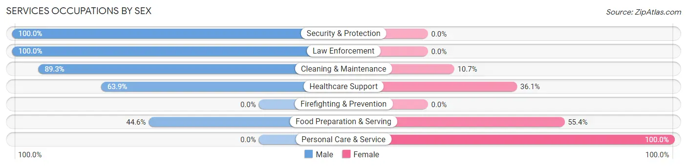 Services Occupations by Sex in Zip Code 28454