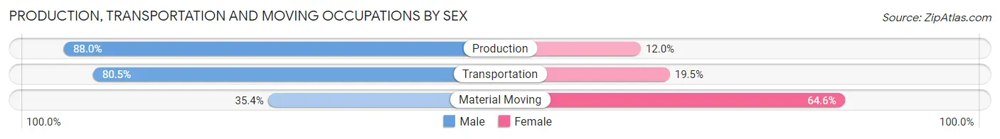 Production, Transportation and Moving Occupations by Sex in Zip Code 28456