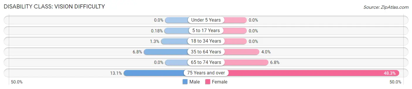 Disability in Zip Code 28458: <span>Vision Difficulty</span>