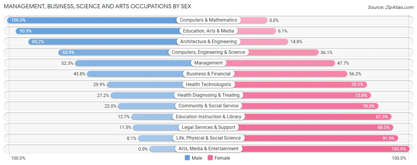 Management, Business, Science and Arts Occupations by Sex in Zip Code 28462