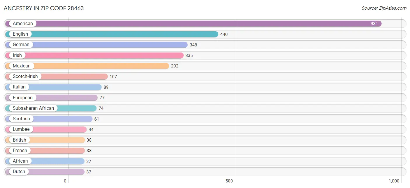 Ancestry in Zip Code 28463