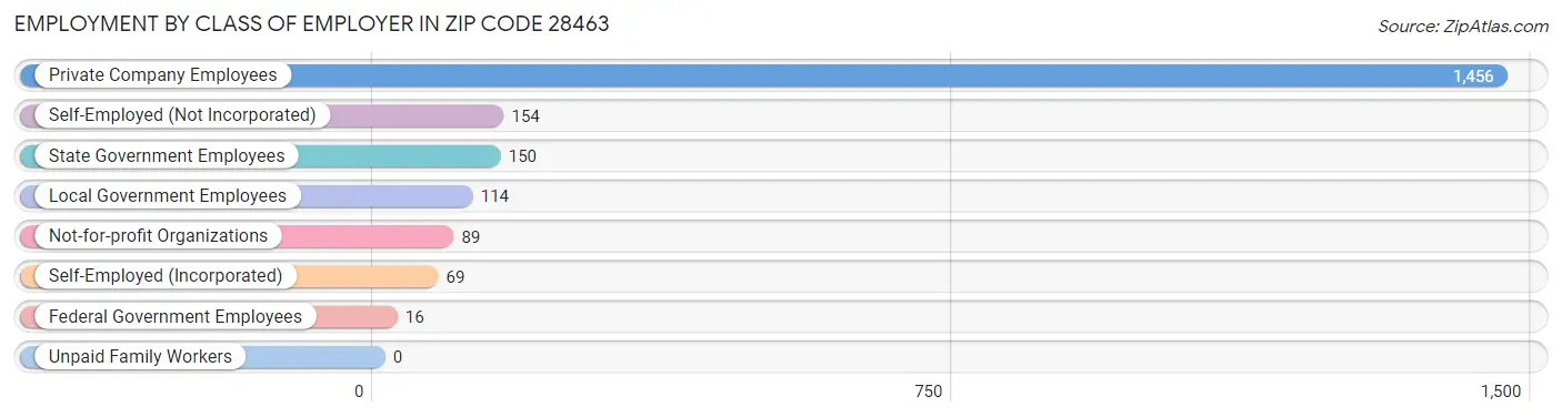 Employment by Class of Employer in Zip Code 28463