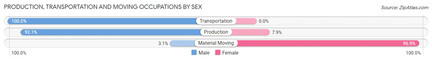 Production, Transportation and Moving Occupations by Sex in Zip Code 28464