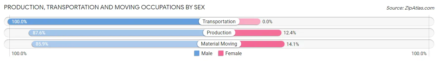 Production, Transportation and Moving Occupations by Sex in Zip Code 28467
