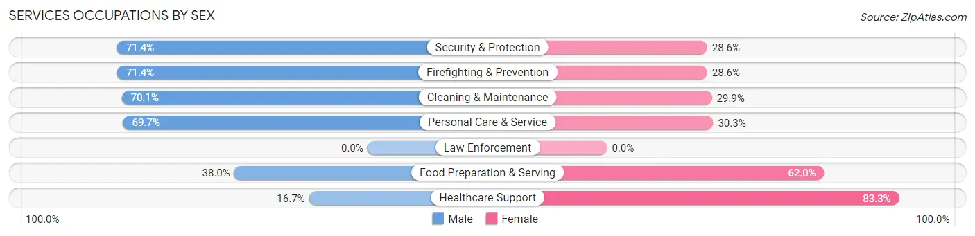 Services Occupations by Sex in Zip Code 28467