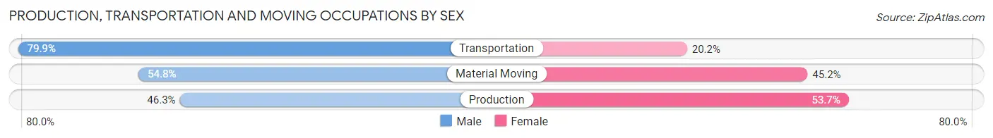Production, Transportation and Moving Occupations by Sex in Zip Code 28472