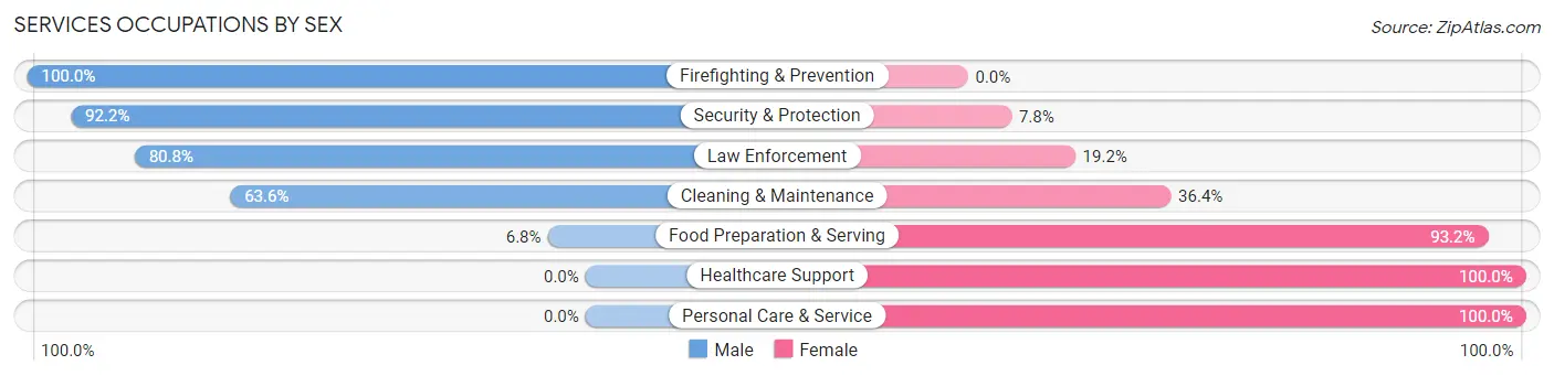 Services Occupations by Sex in Zip Code 28478