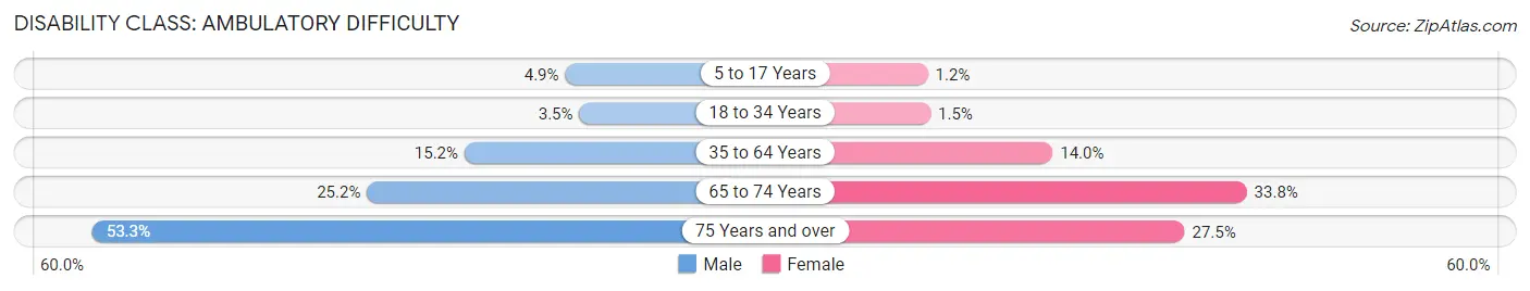 Disability in Zip Code 28501: <span>Ambulatory Difficulty</span>