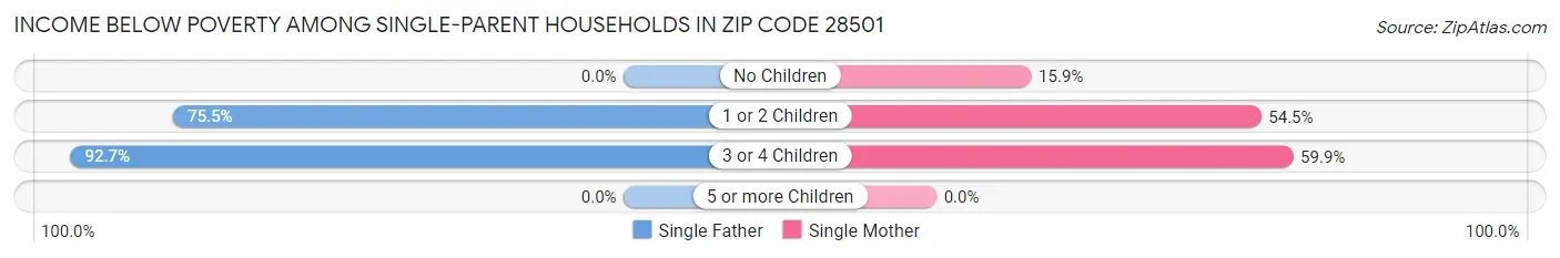 Income Below Poverty Among Single-Parent Households in Zip Code 28501