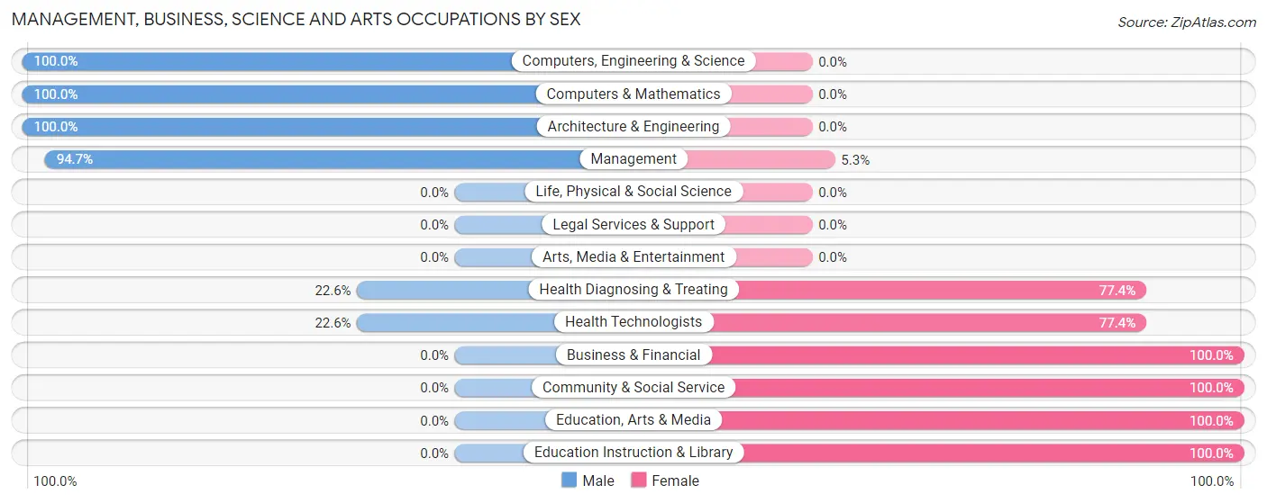 Management, Business, Science and Arts Occupations by Sex in Zip Code 28508