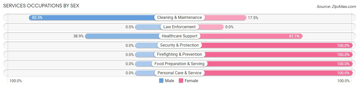 Services Occupations by Sex in Zip Code 28508