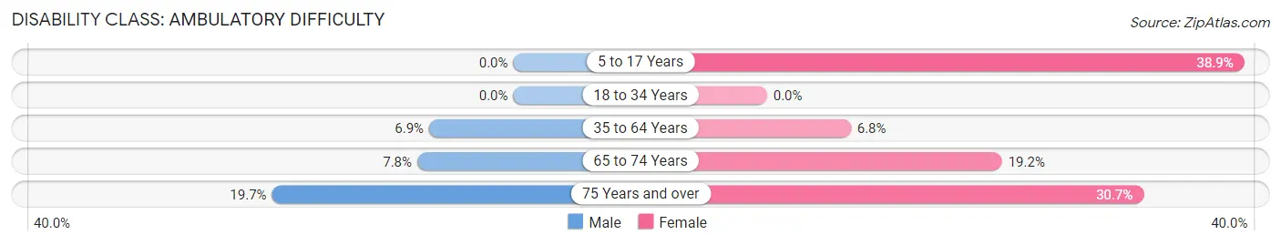 Disability in Zip Code 28510: <span>Ambulatory Difficulty</span>