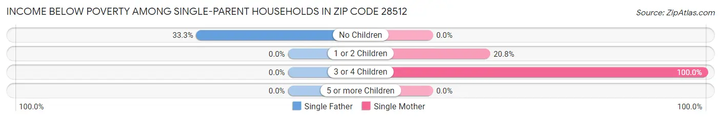 Income Below Poverty Among Single-Parent Households in Zip Code 28512