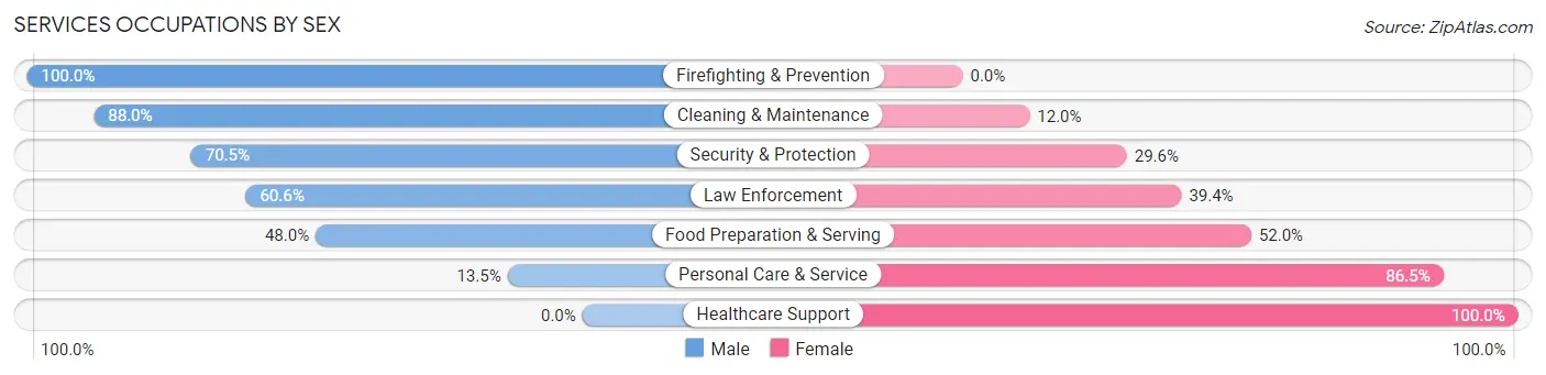 Services Occupations by Sex in Zip Code 28513