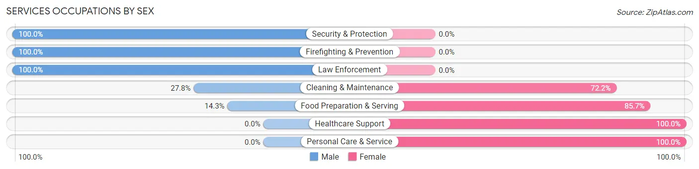 Services Occupations by Sex in Zip Code 28515