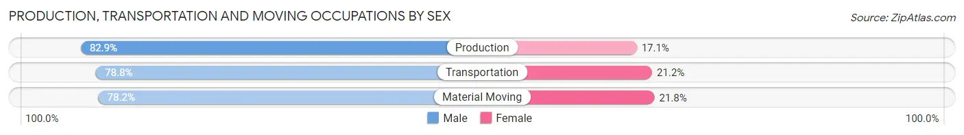 Production, Transportation and Moving Occupations by Sex in Zip Code 28516