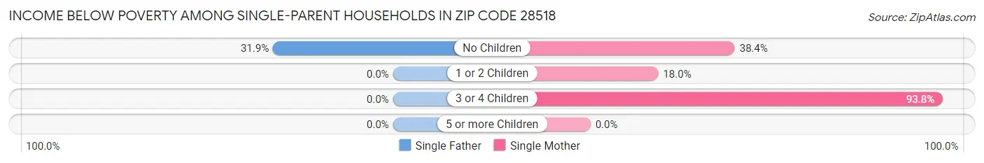 Income Below Poverty Among Single-Parent Households in Zip Code 28518