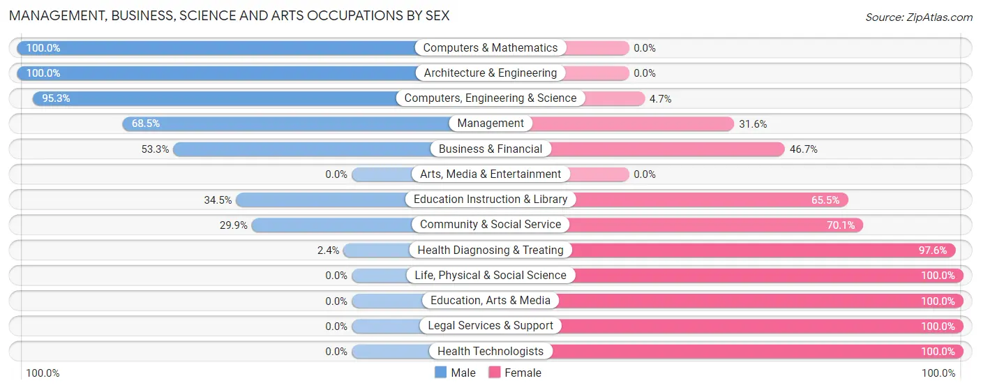 Management, Business, Science and Arts Occupations by Sex in Zip Code 28518