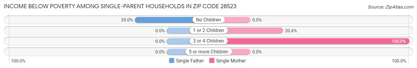 Income Below Poverty Among Single-Parent Households in Zip Code 28523