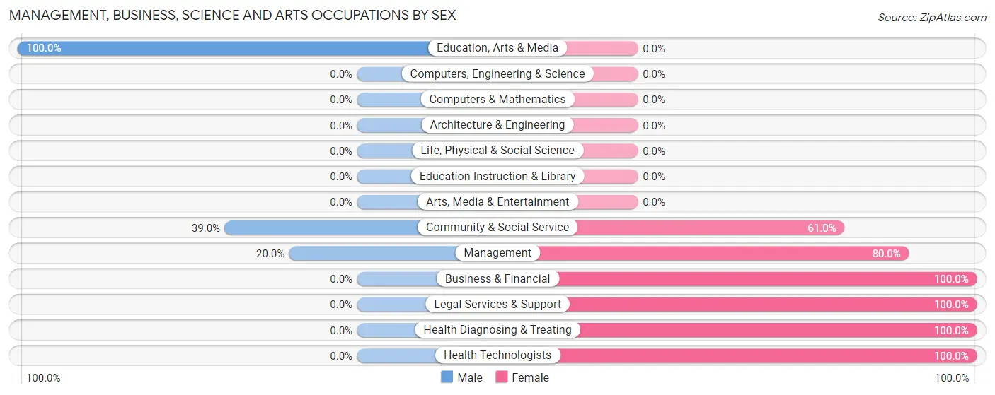 Management, Business, Science and Arts Occupations by Sex in Zip Code 28524