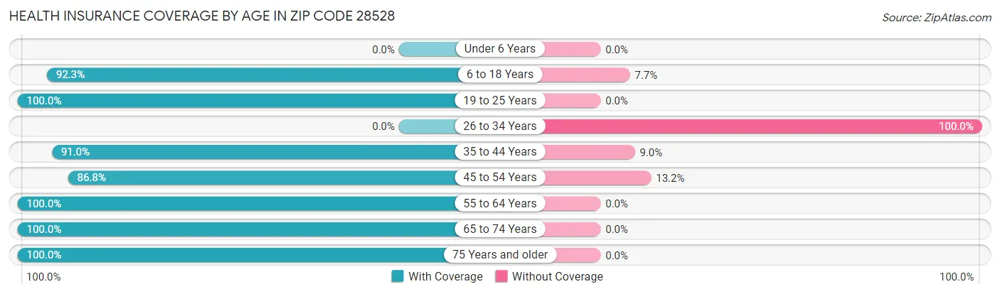 Health Insurance Coverage by Age in Zip Code 28528