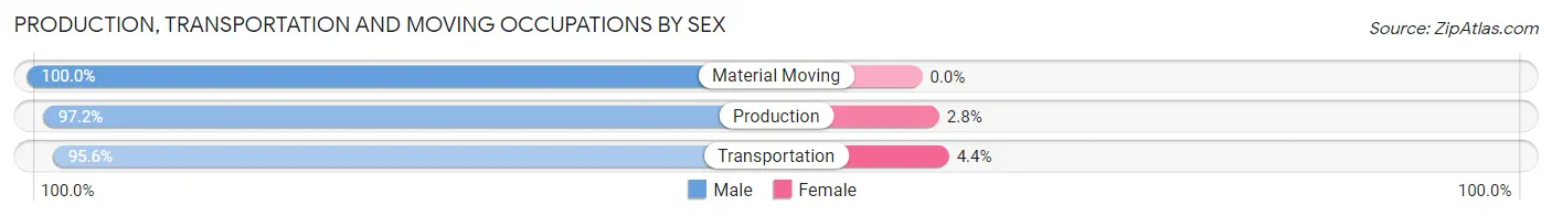 Production, Transportation and Moving Occupations by Sex in Zip Code 28529