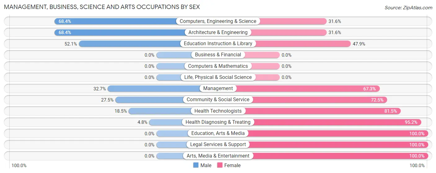 Management, Business, Science and Arts Occupations by Sex in Zip Code 28547